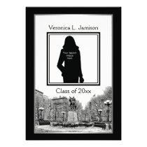 NYC Skyline Union Sq Etched Frm Photo Graduation Personalized Invitations