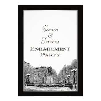NYC Skyline Union Square Park Etched Engagement Custom Invites
