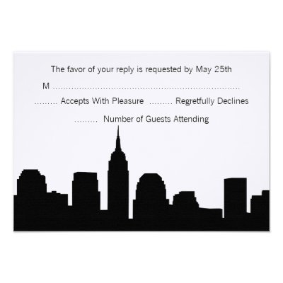 NYC Skyline Wedding RSVP Cards Invitation