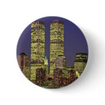 NYC Skyline With World Trade Center At Night Pinback Button