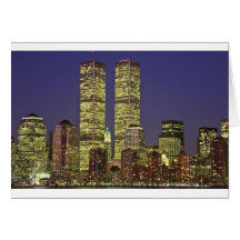 NYC Skyline With World Trade Center At Night Greeting Cards