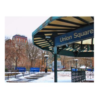 NYC Snowy Union Square in Winter Posters