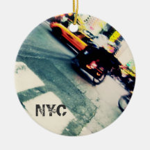NYC Street Tilted Abstract Christmas Ornament