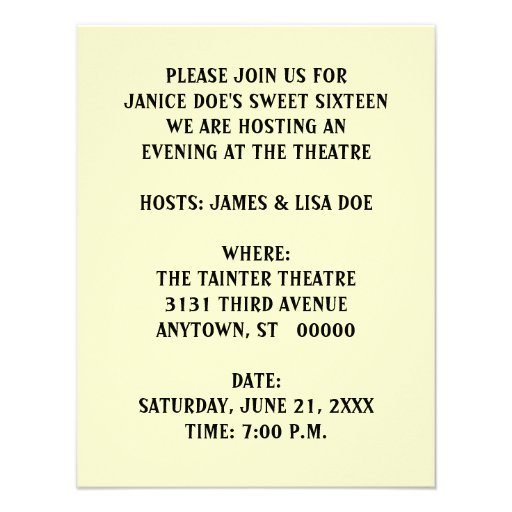 NYC THEATRE DISTRICT THEMED INVITATION ~ Sweet 16