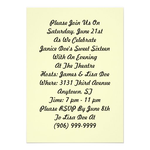 NYC Theatre District Themed Invitations ~ Sweet 16