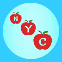 NYC Three Red Apples With Stem And Leaf stickers