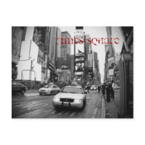NYC Times Square Taxi Postcard in Black and White