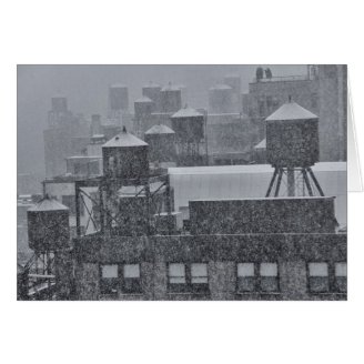 NYC Water Towers During Freak October Snow Storm Greeting Cards
