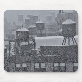 NYC Water Towers During Freak October Snow Storm Mousepads