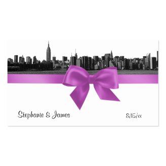 NYC Wide Skyline Etched BW Lilac Escort Cards Business Card Template