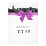NYC Wide Skyline Etched BW Lilac RSVP #2 Invitation