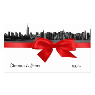 NYC Wide Skyline Etched BW Red Escort Cards Business Card Templates