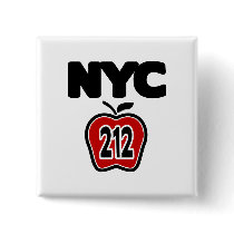 NYC With Big Apple & 212 Area Code Cutout Buttons