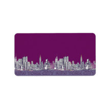 NYC with purple lilac Custom Address Labels