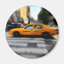 NYC Yellow Taxi Blur Refrigerator Magnet