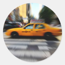 NYC Yellow Taxi Blur Round Stickers