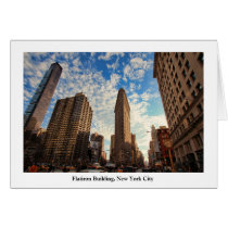 NYC's Flatiron Building, Wide View, Puffy Clouds Cards