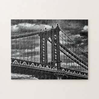 NYC's Manhattan Bridge BW A1 Jigsaw Puzzle
