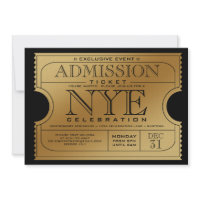 NYE Gold Ticket Party Invitations