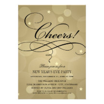 NYE Party Invitations | Champagne Cheers Theme