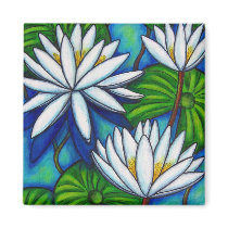 Nympahaea Blue Magnet by LisaLorenzPaintings Nympahaea Blue Magnet