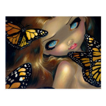 "Nymph with Monarchs" Postcard