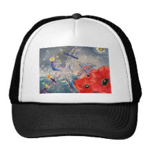Nymphs and Dragonfly Watercolor Painting Hat