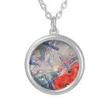 Nymphs and Dragonfly Watercolor Painting Jewelry