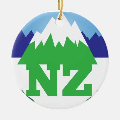 NZ (NEW ZEALAND) with a mountain range trendy Ornaments