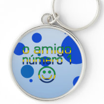 O Amigo Número 1 in Brazilian Flag Colors Keychain