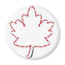 O Canada National Anthem in a Maple Leaf Refrigerator Magnet