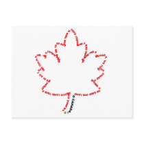 O Canada National Anthem in a Maple Leaf Postcard