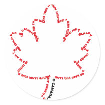 O Canada National Anthem in a Maple Leaf Sticker