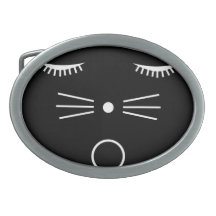 O Cat Black Oval Belt Buckles