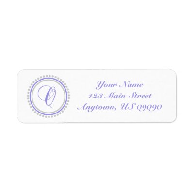 Silver Labels on Circle Mongram Address Label Violet Silver By Windycitystationery