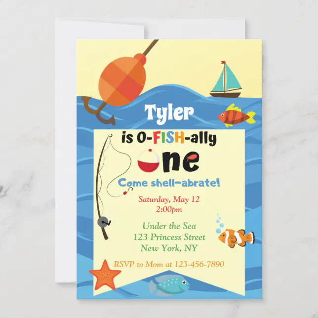 O Fish Ally One Birthday Invitation Zazzle