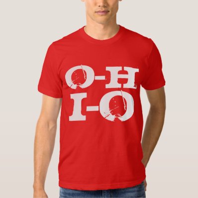 O-H I-O Ohio, Funny Cool Red and White Grunge T Shirt