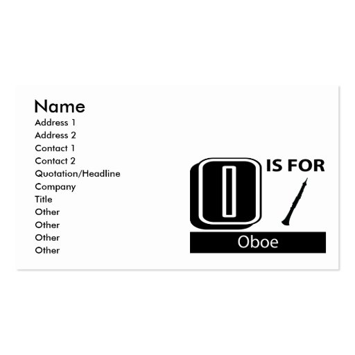 O Is For Oboe Business Card Templates