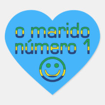 O Marido Número 1 - Number 1 Husband in Brazilian Heart Stickers
