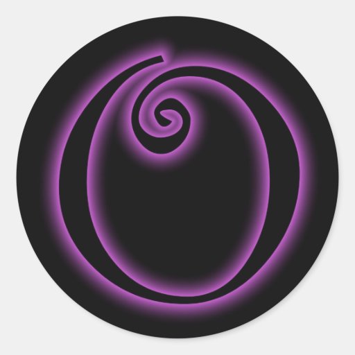 O Monogram Purple Neon Classic Round Sticker Zazzle