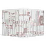 'O Romeo, Romeo!' Shakespeare Quote 2" Binder