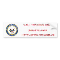 O.S.I. TRAINING UNIT BUMPER STICKER bumper stickers