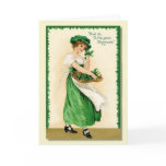 O, The Green Shamrock Vintage Card