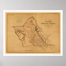 Oahu Hawaii Railroad Map 1881 Poster