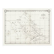 Oahu Island, Hawaii, Vintage Map 1887 Post Cards at Zazzle