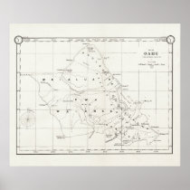 Oahu Island, Hawaii, Vintage Map 1887 Poster at Zazzle