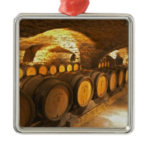 Oak barrles in the cellar at Domaine Comte Christmas Tree Ornament