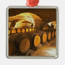 Oak barrles in the cellar at Domaine Comte Christmas Tree Ornament