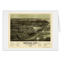 Oak Bluffs, MA Panoramic Map - 1890 Greeting Card