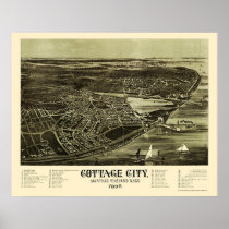 Oak Bluffs, MA Panoramic Map - 1890 Print